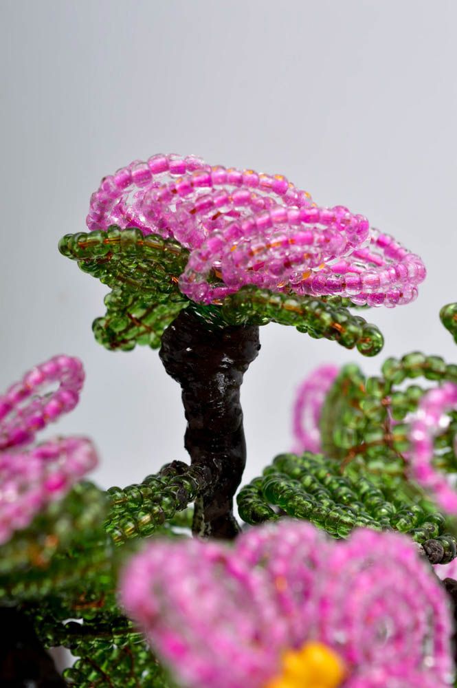 Arbre perles de rocaille fait main Arbre miniature avec fleurs Déco maison photo 3