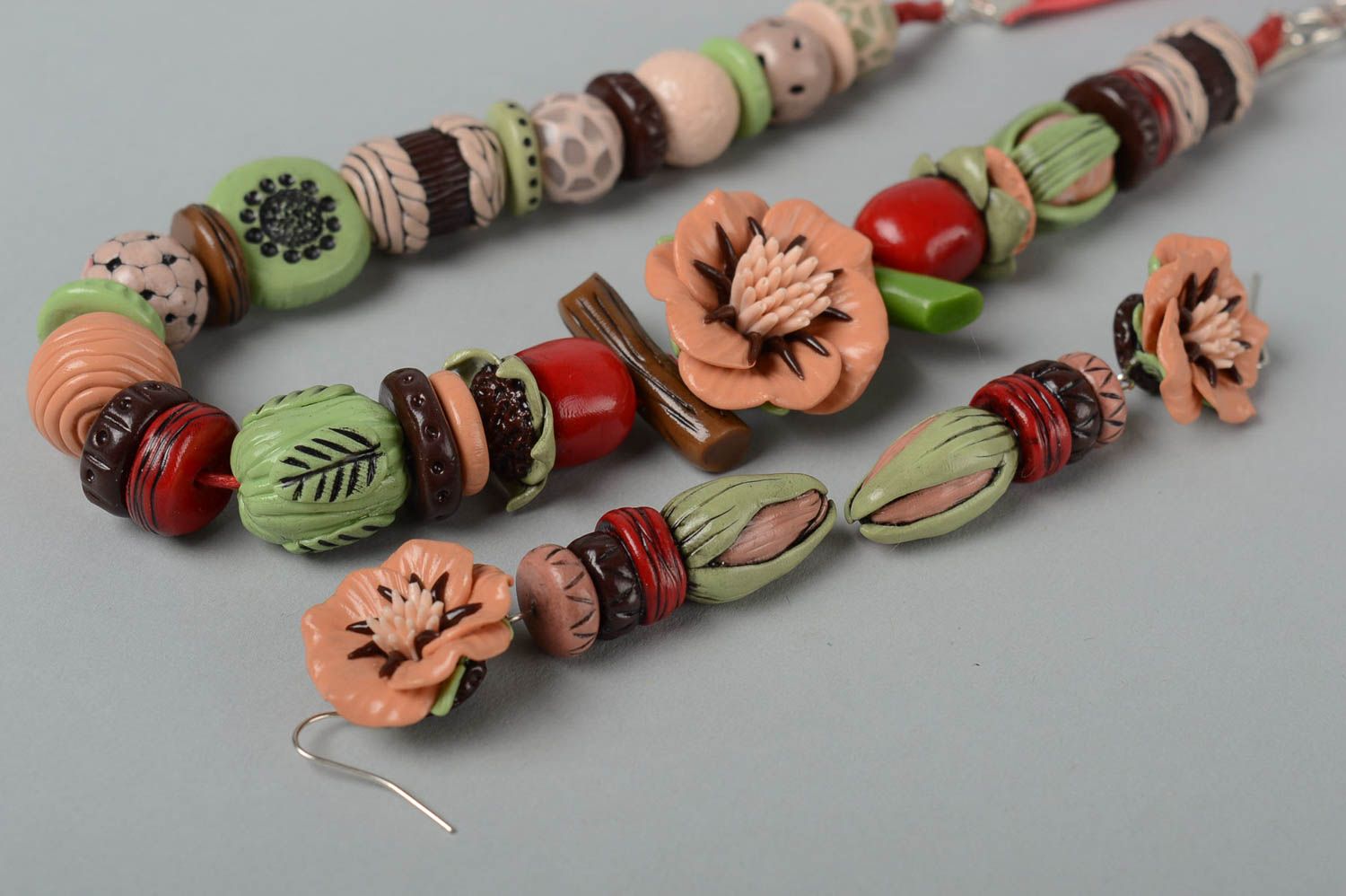 Handmade jewelry polymer clay jewelry set cute earrings stylish necklace photo 3