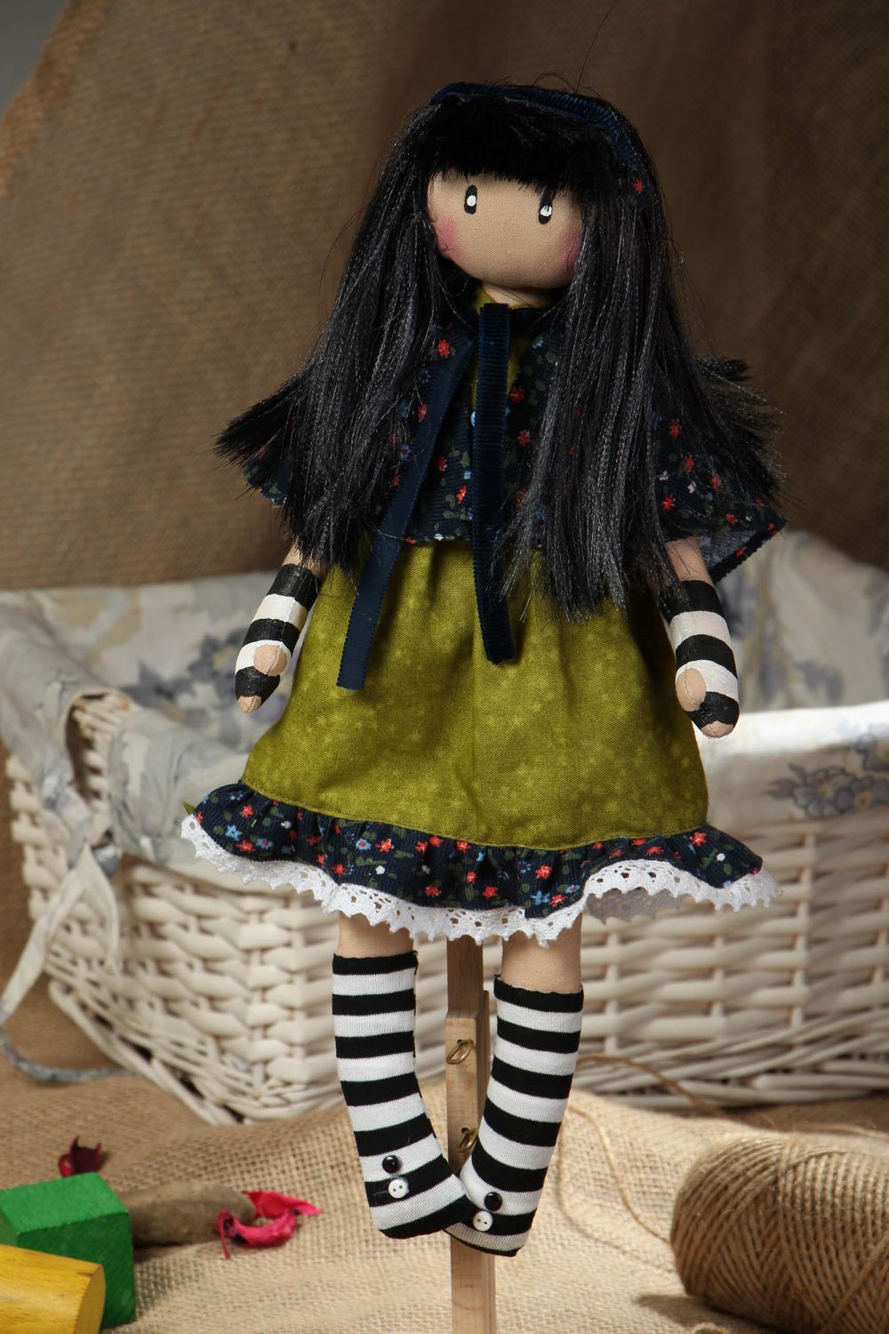 Авторская кукла из хлопчатобумажной ткани Сьюзи фото 5