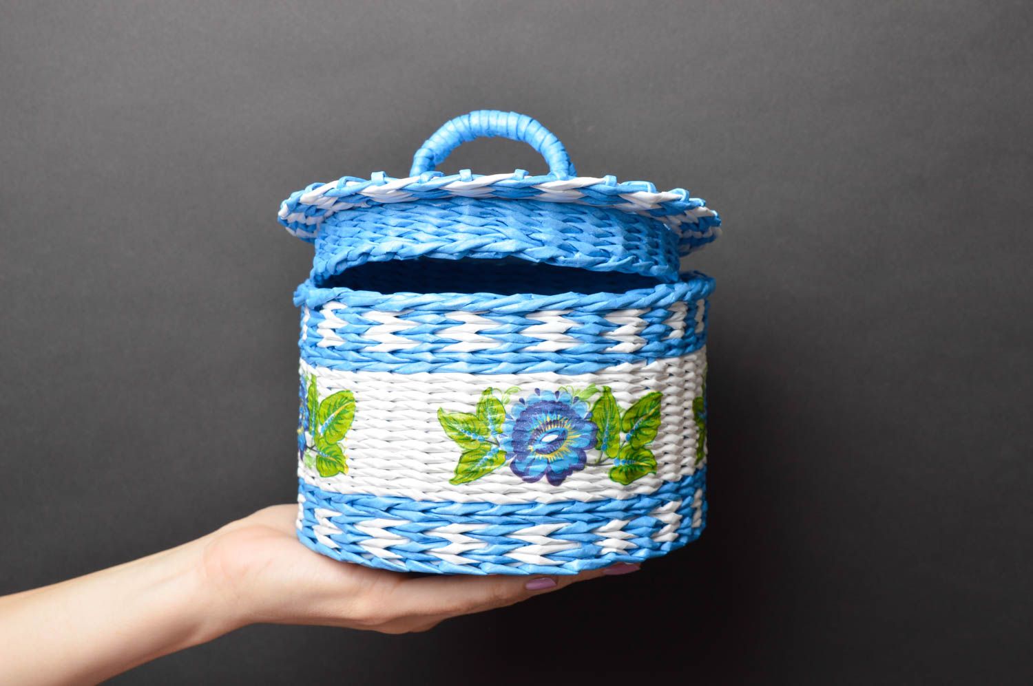 Homemade home decor woven basket paper basket unique gifts storage basket photo 5