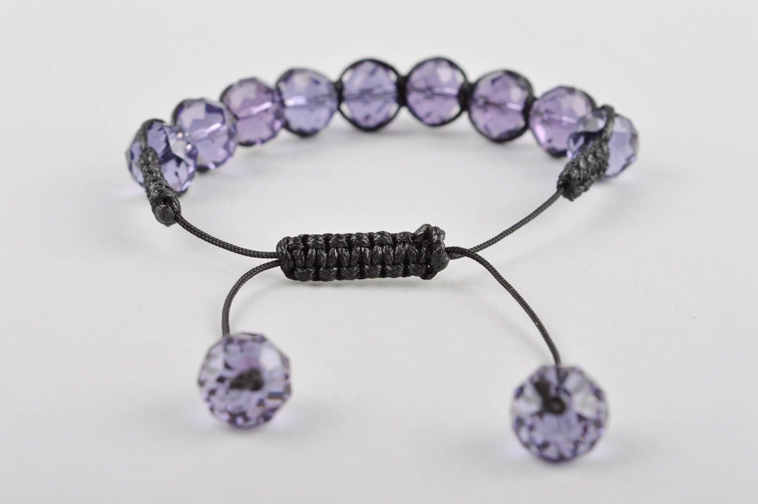 Браслет ручной работы стильный браслет из бусин элитная бижутерия фиолетовая фото 4