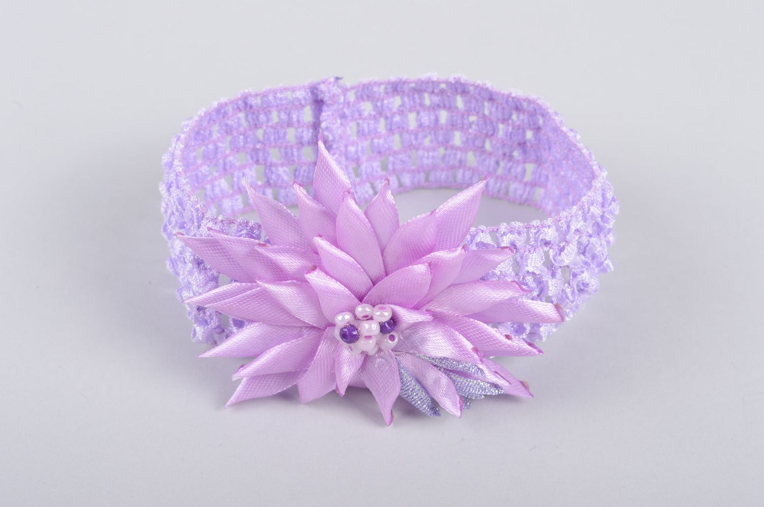 Blumen Haarband in Lila handgemachter Schmuck originell Accessoire für Haare foto 2