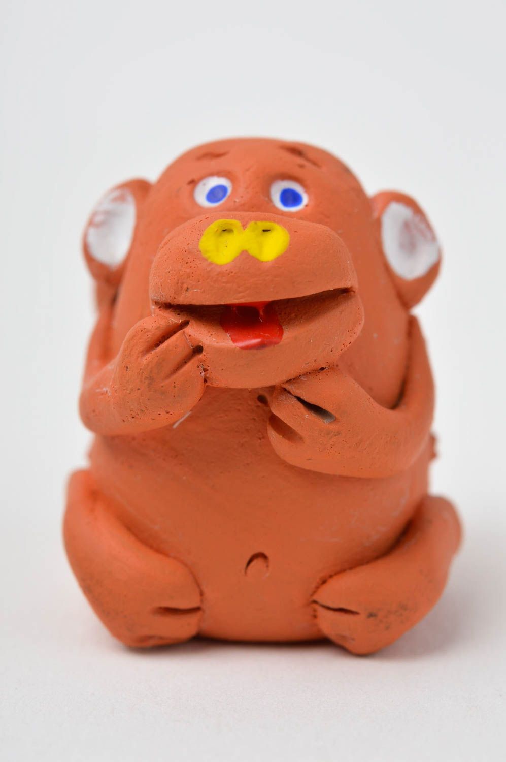 Визитница ручной работы керамический декор обезьяна настольная подставка фото 2
