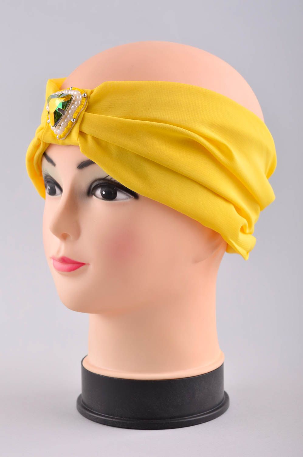 Haar Accessoire handmade Haar Turban Stirnband Damen Frauen Geschenke in Gelb foto 2