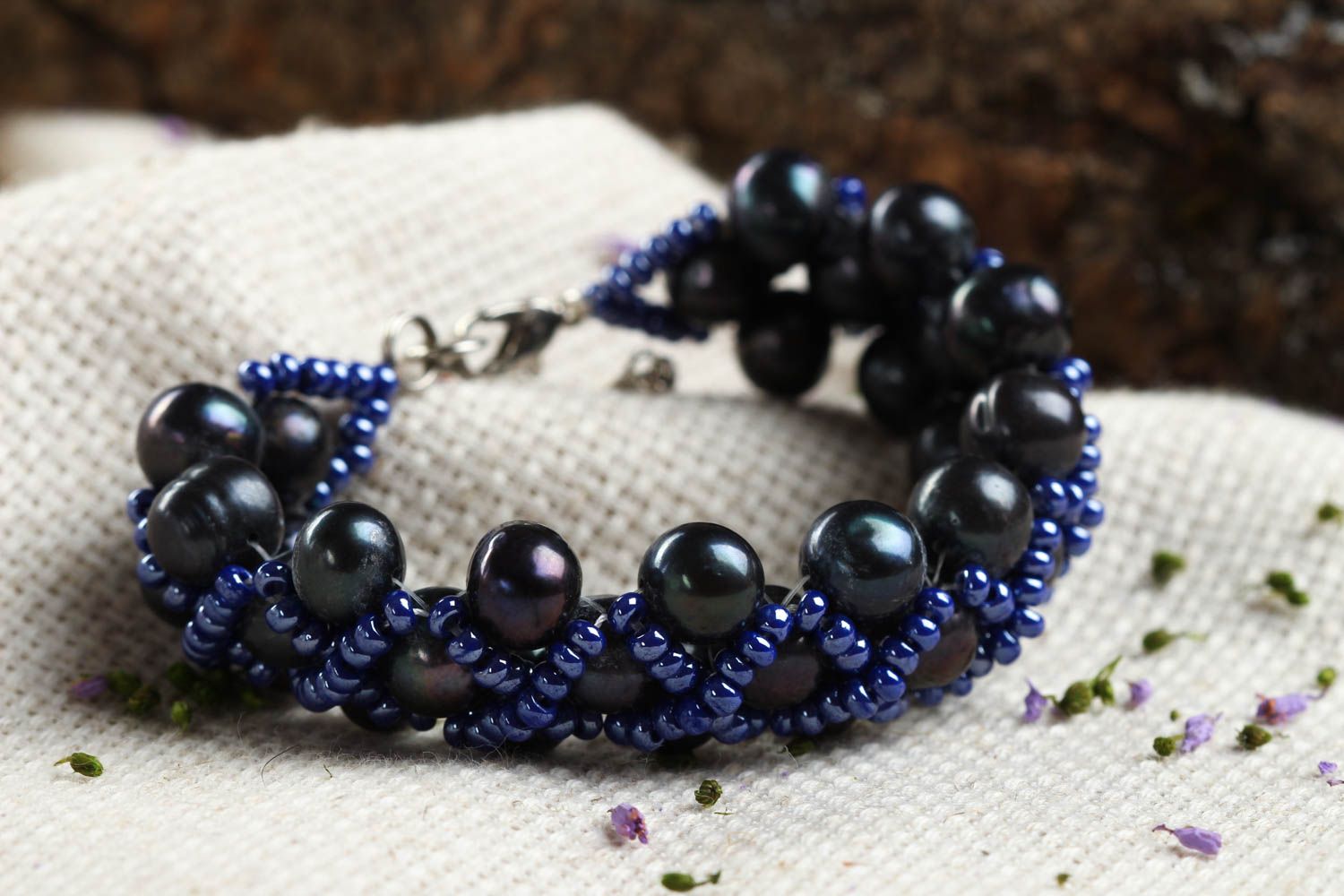 Black beads elegant chain bracelet for teen girls photo 1