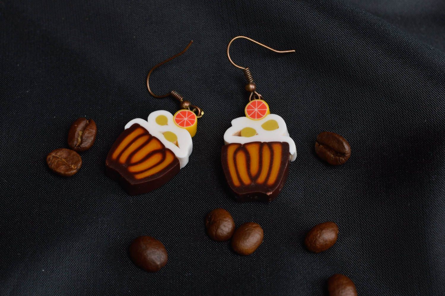 Handmade designer earrings accessories made of polymer clay summer jewelry photo 1