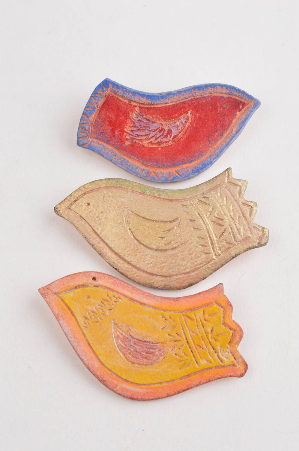Handgemachte Keramik Schmucke 3 Stück Vogel Broschen Accessoires für Frauen foto 2