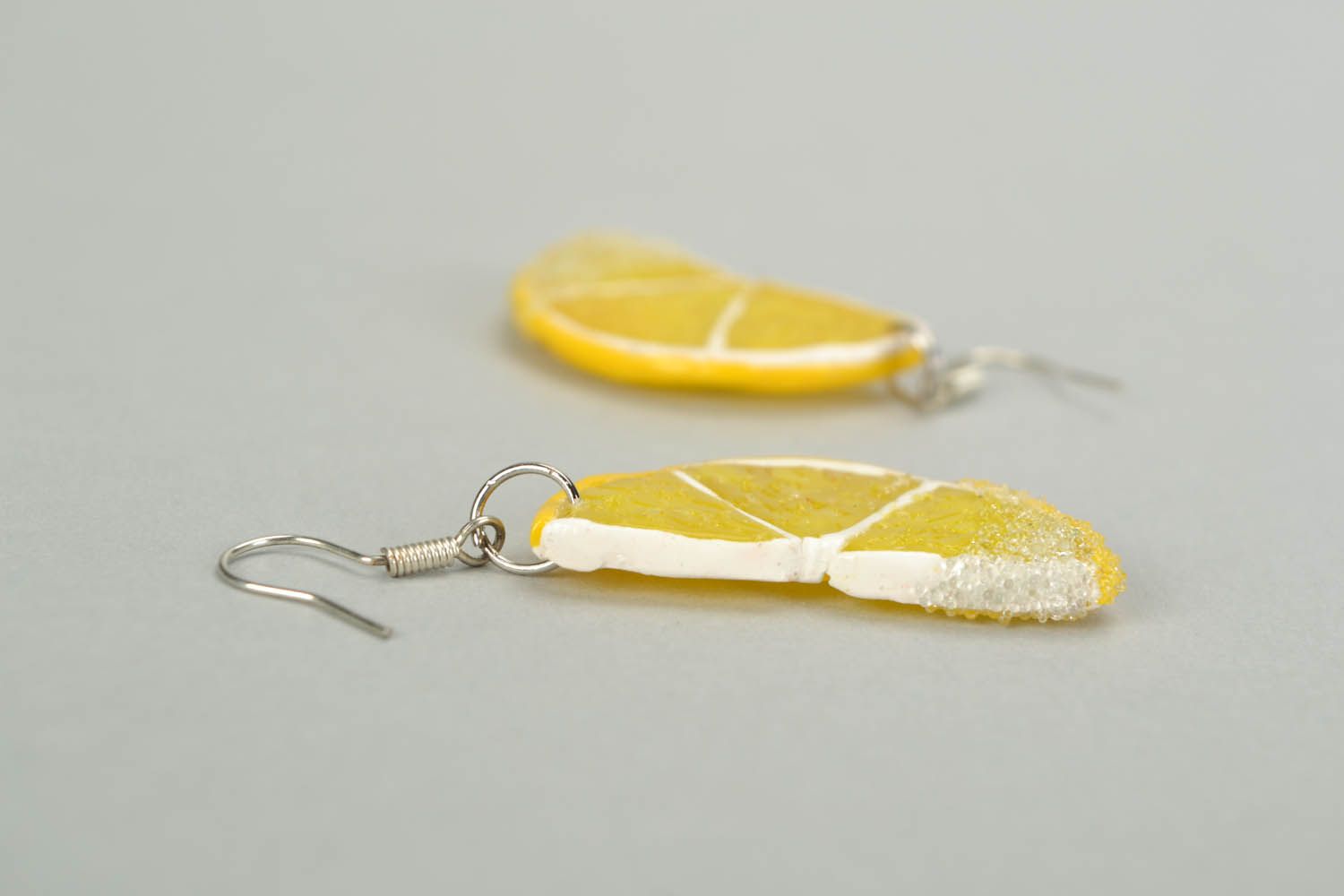 Серьги-подвески Лимонные дольки фото 4