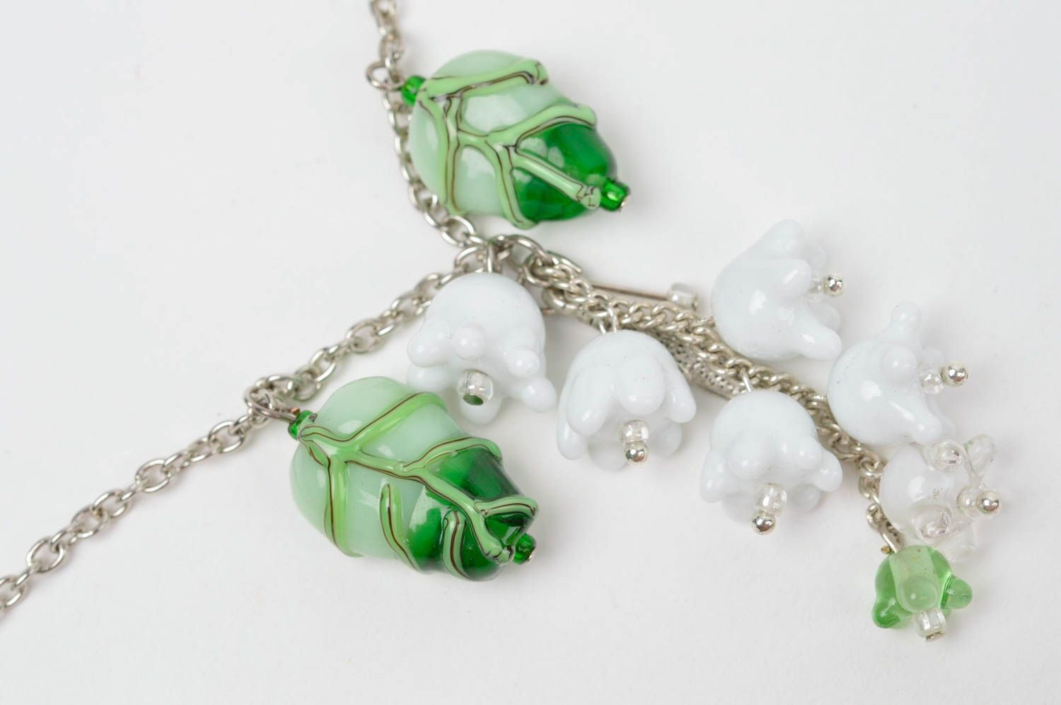 Frauen Halskette handgemacht Glasperlen Schmuck Geschenk für Frauen in Weiß foto 5