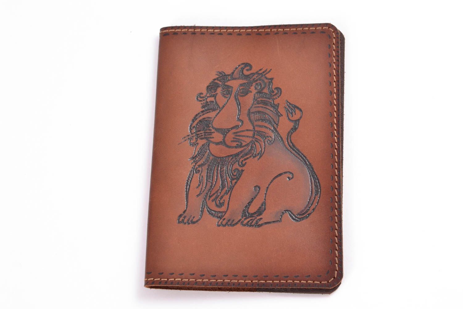 Leather passport cover with painting photo 4