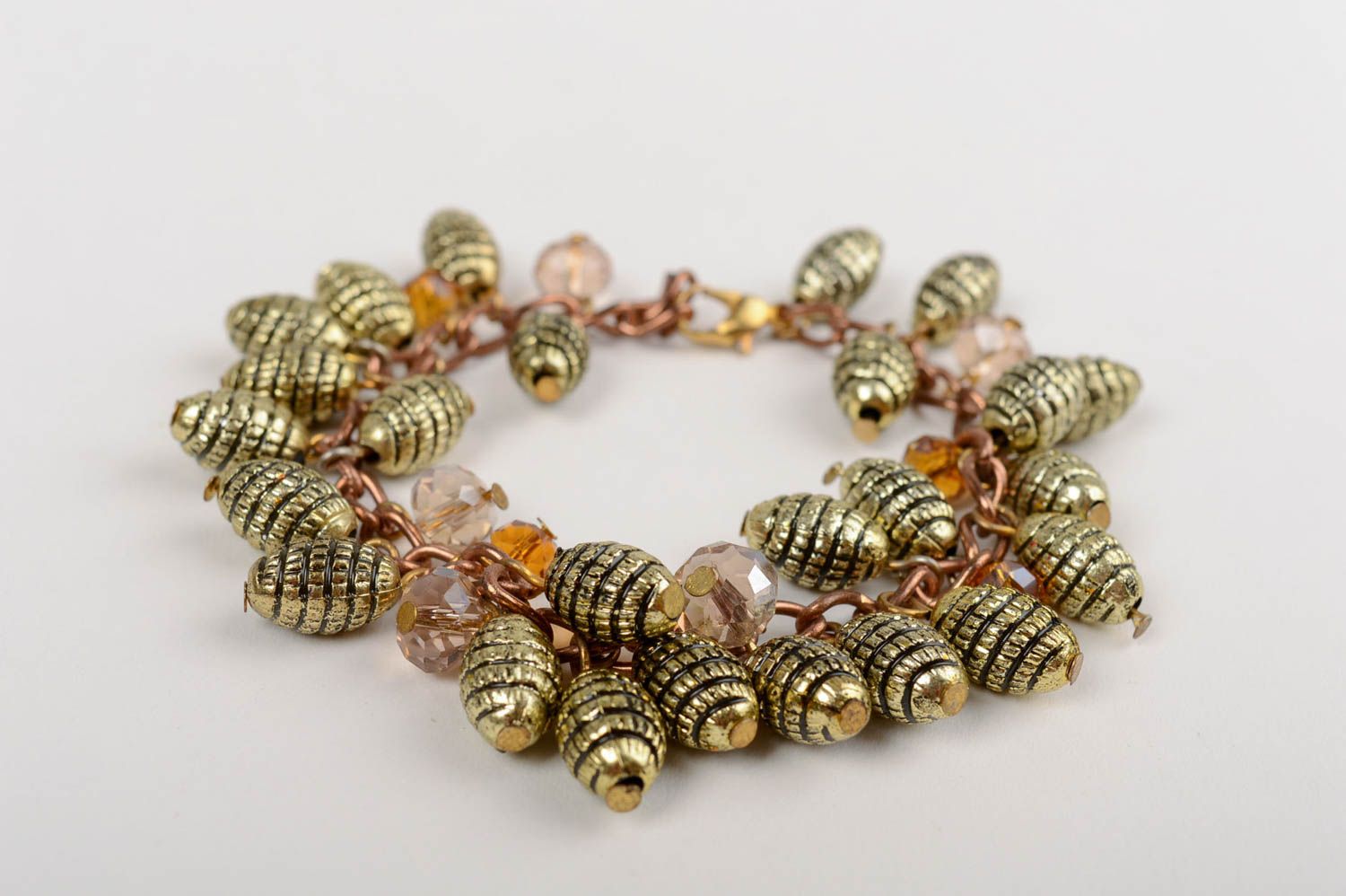 Unusual stylish handmade designer crystal bead bracelet with charms photo 2