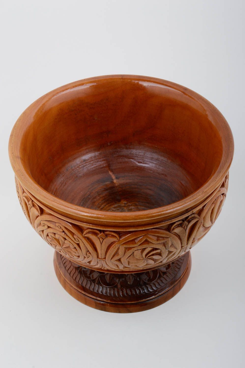 Heavy wooden handmade 11 inches wide bowl vase 4 lb photo 2