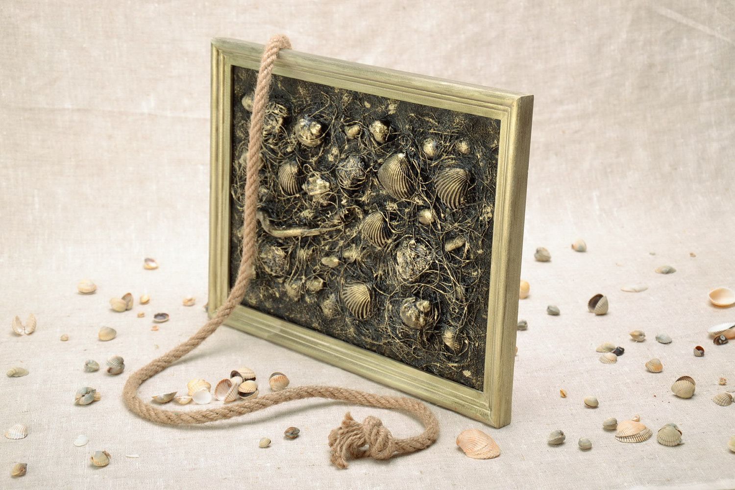 Panel picture with shells and dried flowers Sea world photo 5