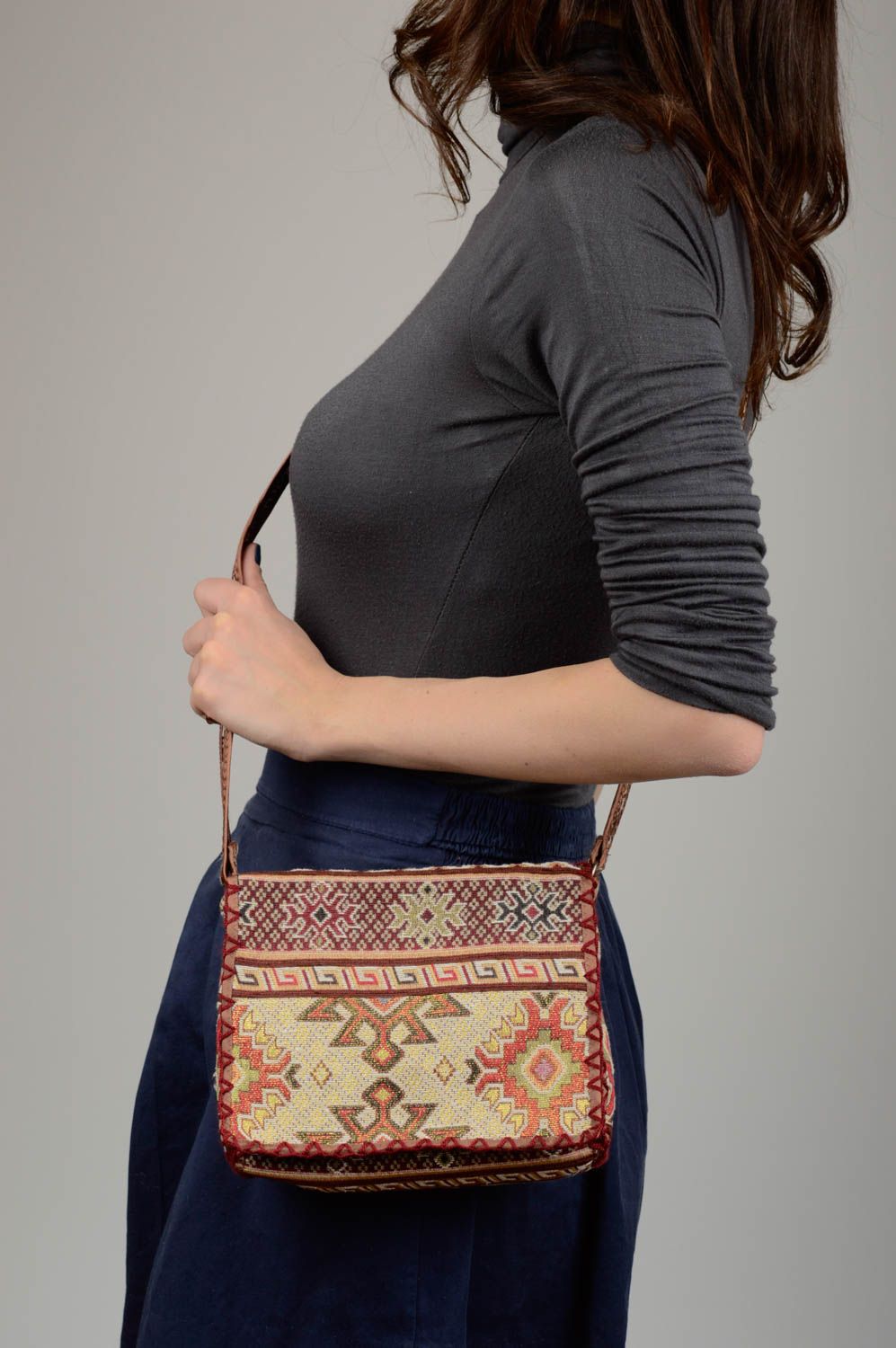 Handmade fabric shoulder bag ethnic styl fabric bag present for lady stylish bag photo 2