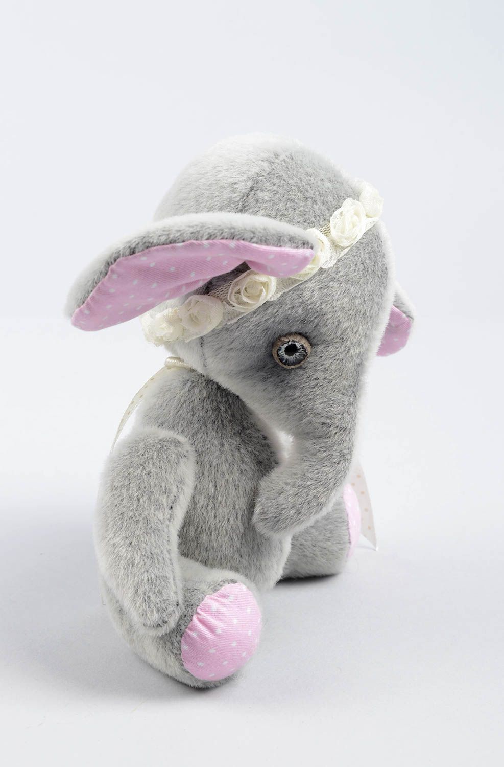 Handmade textile cute toy beautiful interesting present designer grey toy photo 4