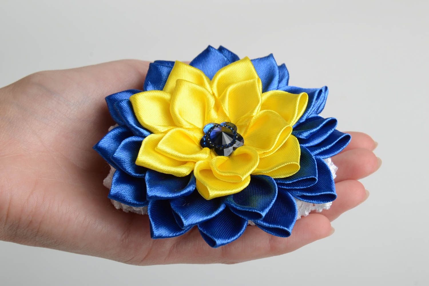 Haarband Blumen handmade Haarschmuck Blumen Accessoires für Kinder blau weiß foto 5