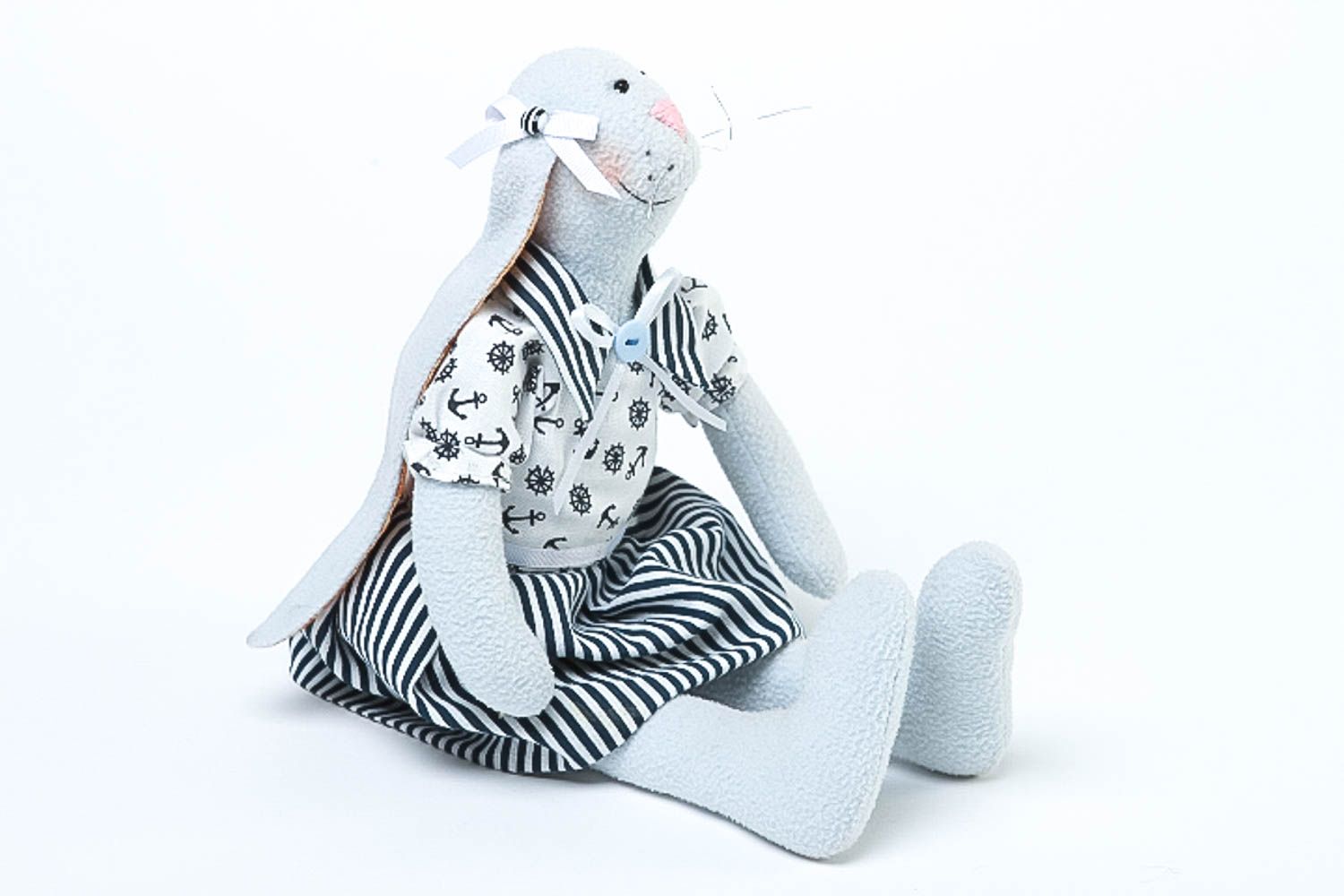 Авторская игрушка ручной работы стильный подарок игрушка заяц из ткани милая фото 2