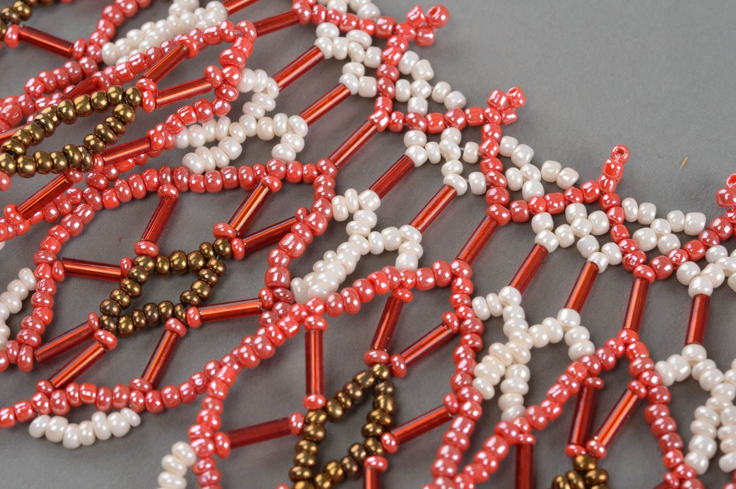 Handmade Collier in Rot Weiß originell Designer Halskette Geschenk für Damen foto 3
