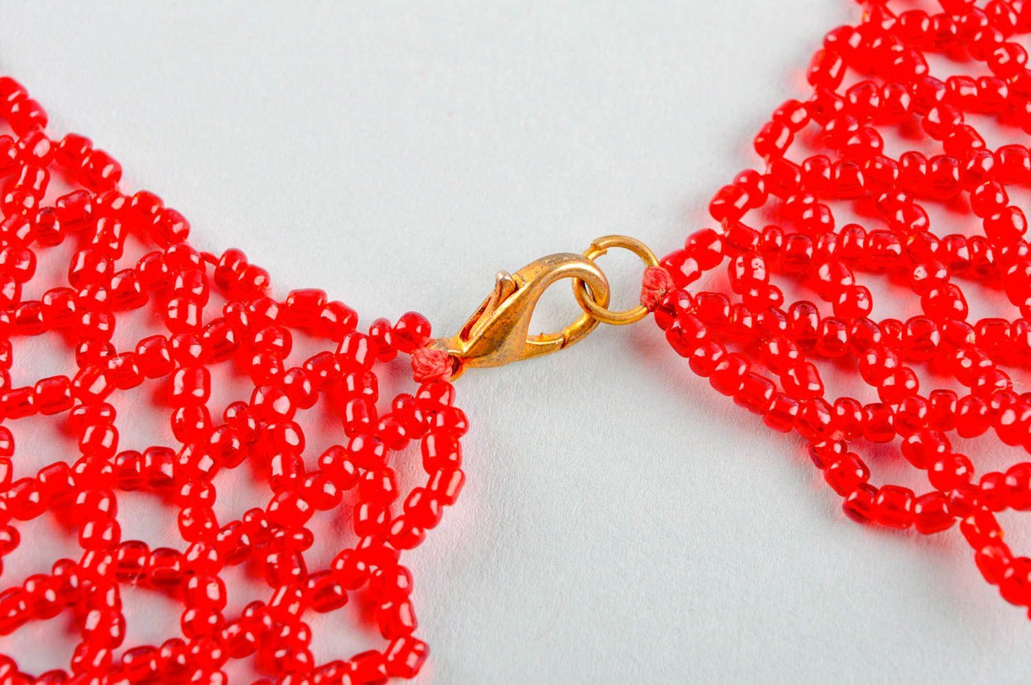 Collier en perles de rocaille Bijou fait main rouge large Cadeau femme photo 4