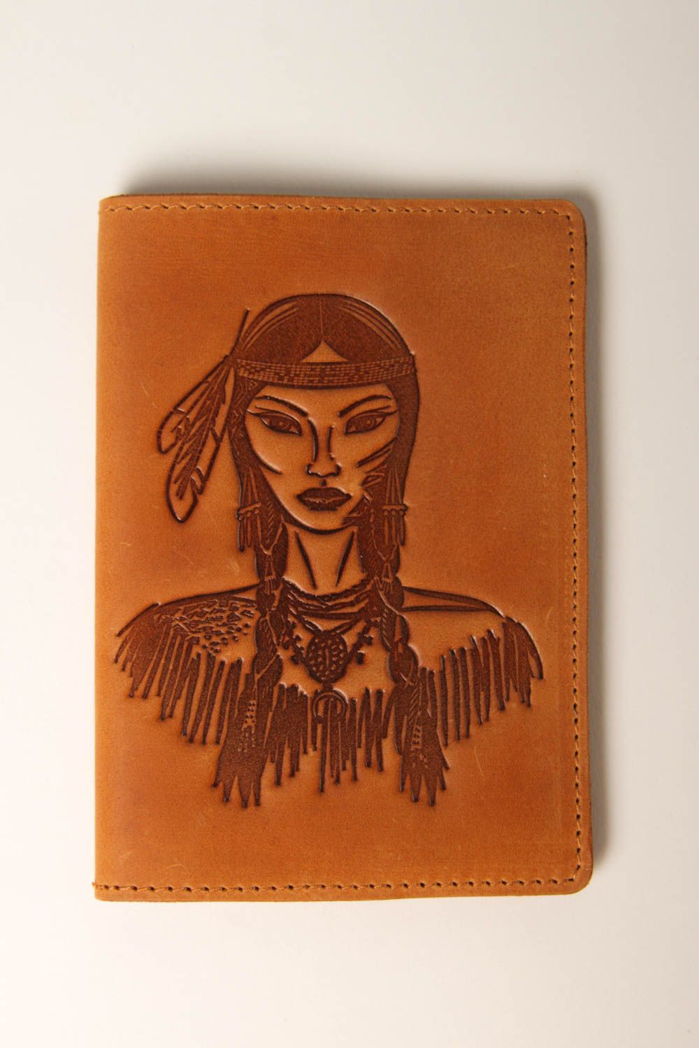 Unusual handmade passport cover leather goods handmade accessories gift ideas photo 2