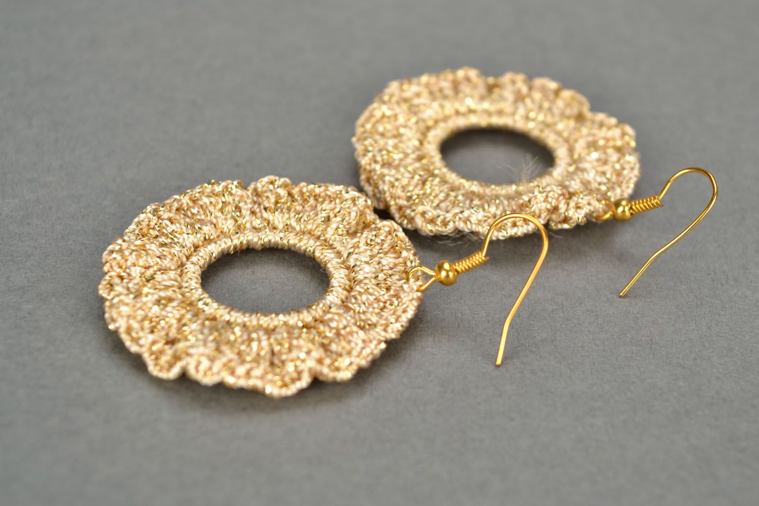 Crochet earrings Gold photo 1