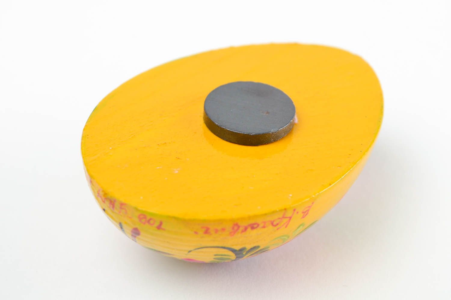 Aimant frigo fait main Magnet en bois jaune à motif floral Cadeau original photo 5