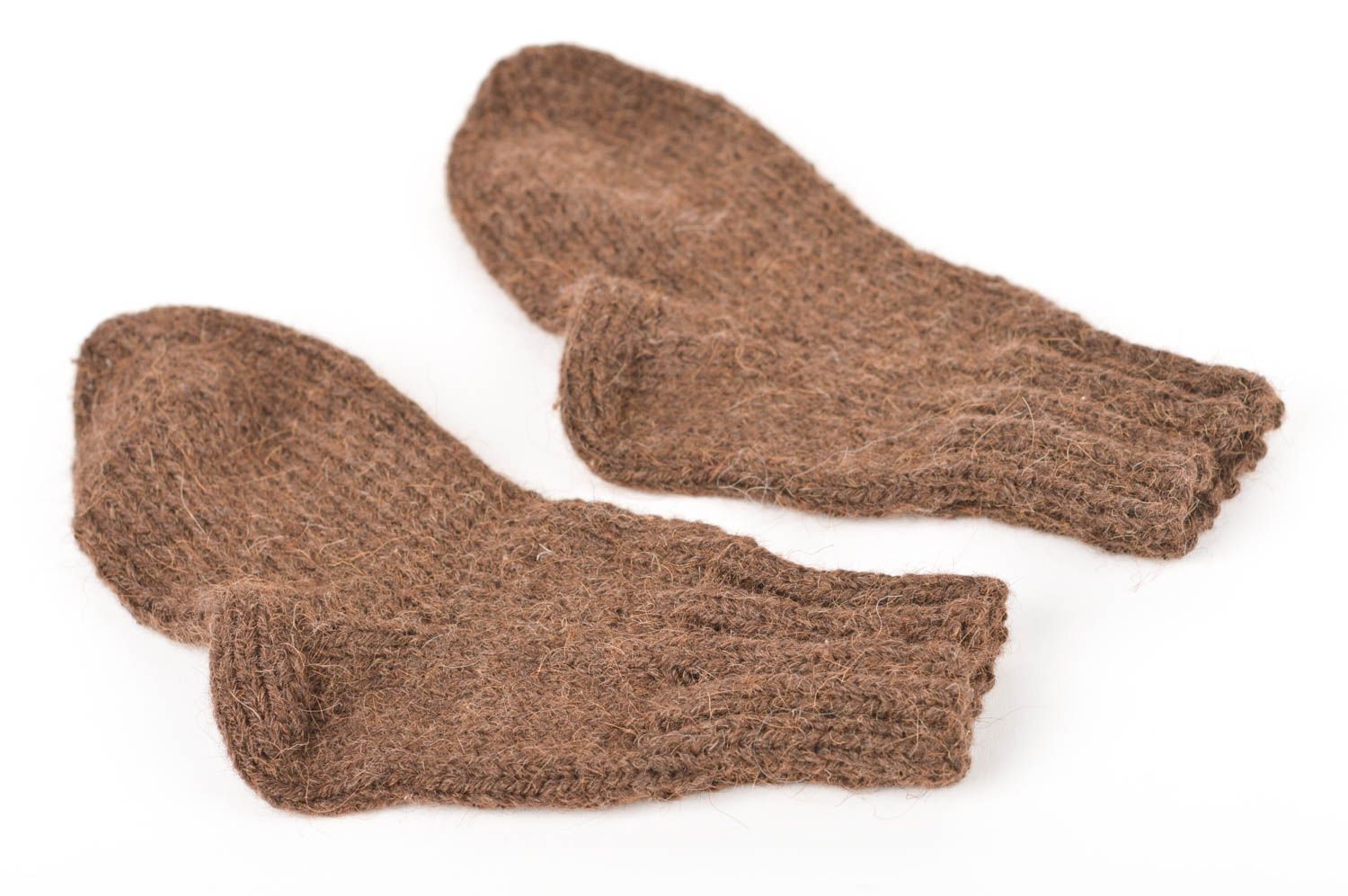 Chaussettes tricotées fait main Vêtement femme Cadeau original longues marron photo 5