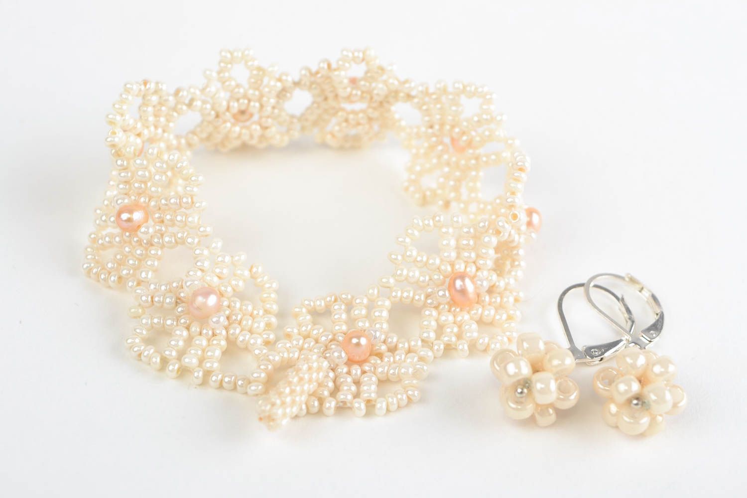 Stylish bijouterie set handmade bracelet and earrings jewelry designer present photo 3