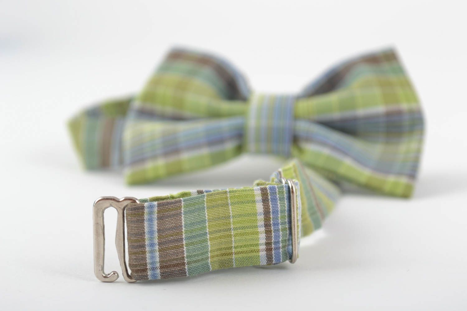 Beautiful handmade designer checkered fabric bow tie for every day photo 5