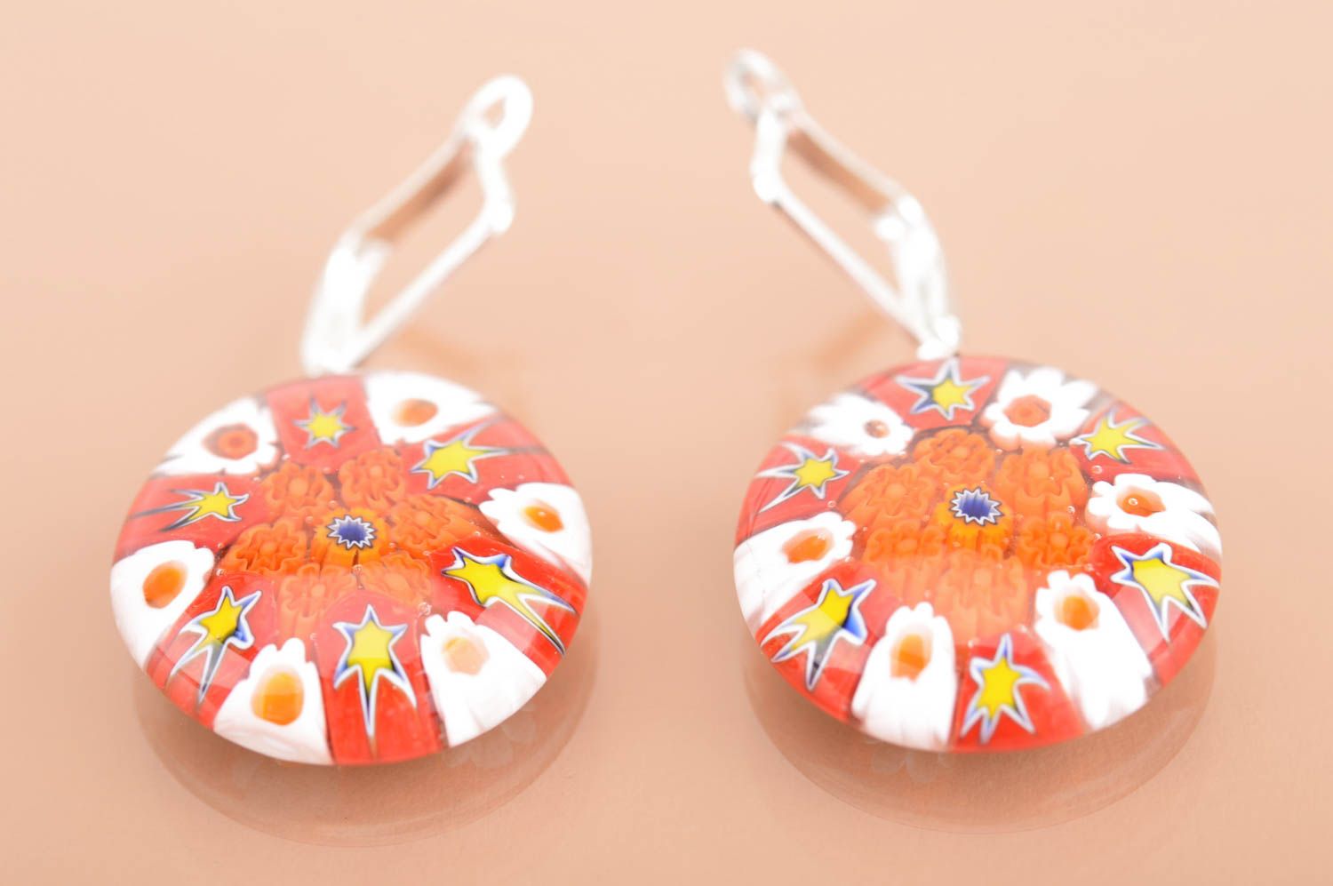Grelle runde Ohrringe aus Murano Glas handmade Schmuck für Frauen Herbst foto 2