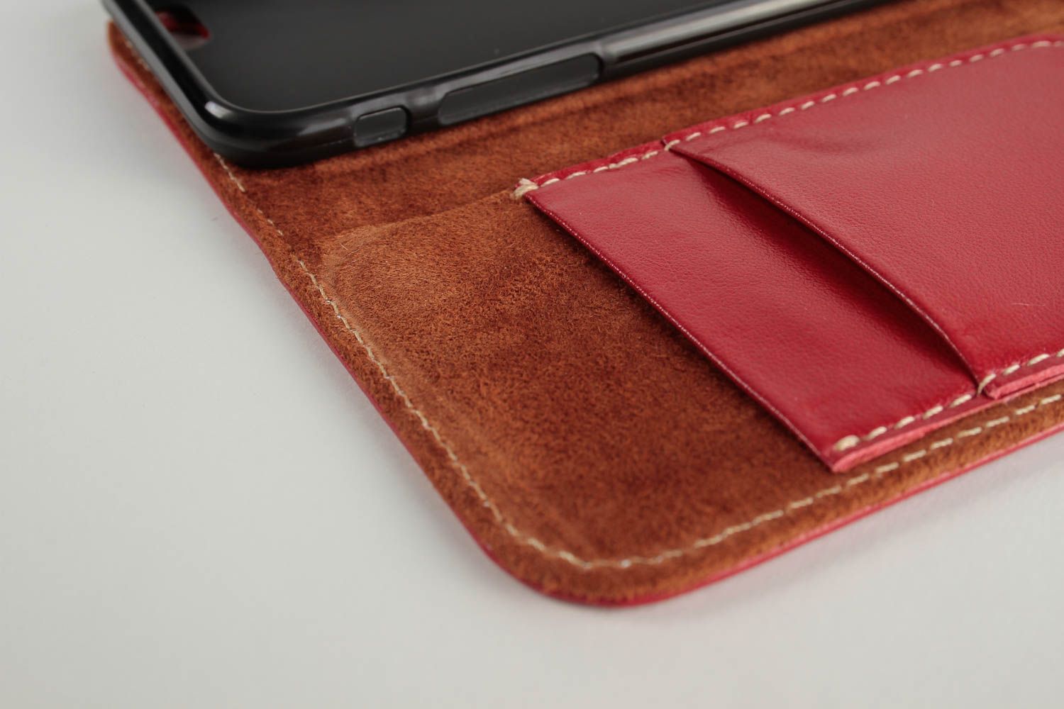 Smartphone Tasche handmade Tablet Hülle iPad Hülle Leder Tablet Tasche rot grell foto 5