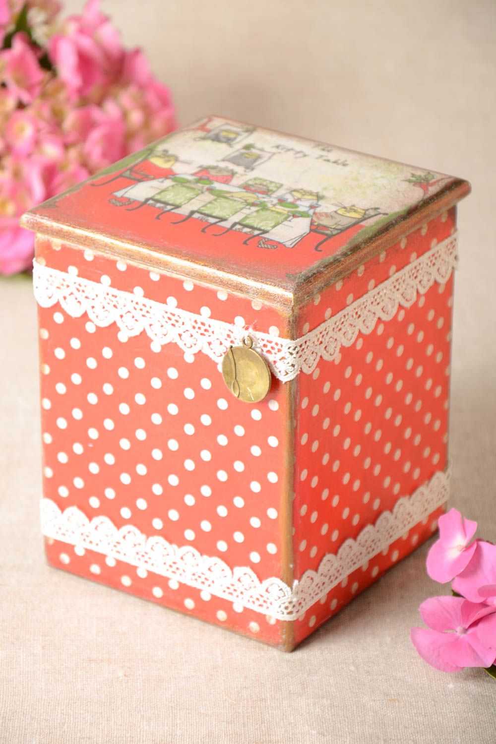 Caja decorativa artesanal joyero de madera regalo personalizado inusual foto 1