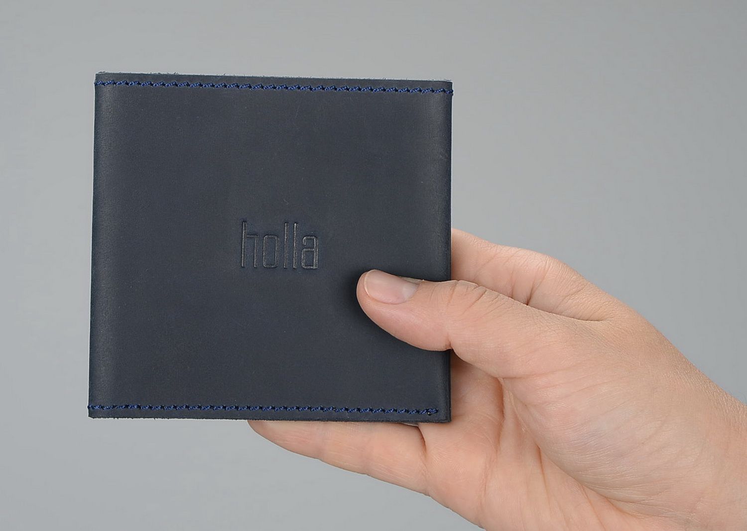 Бумажник синий из натуральной кожи фото 4