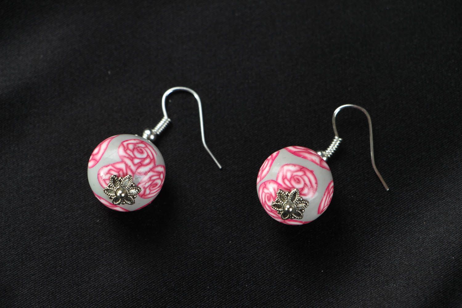 Polymer clay round earrings  photo 1