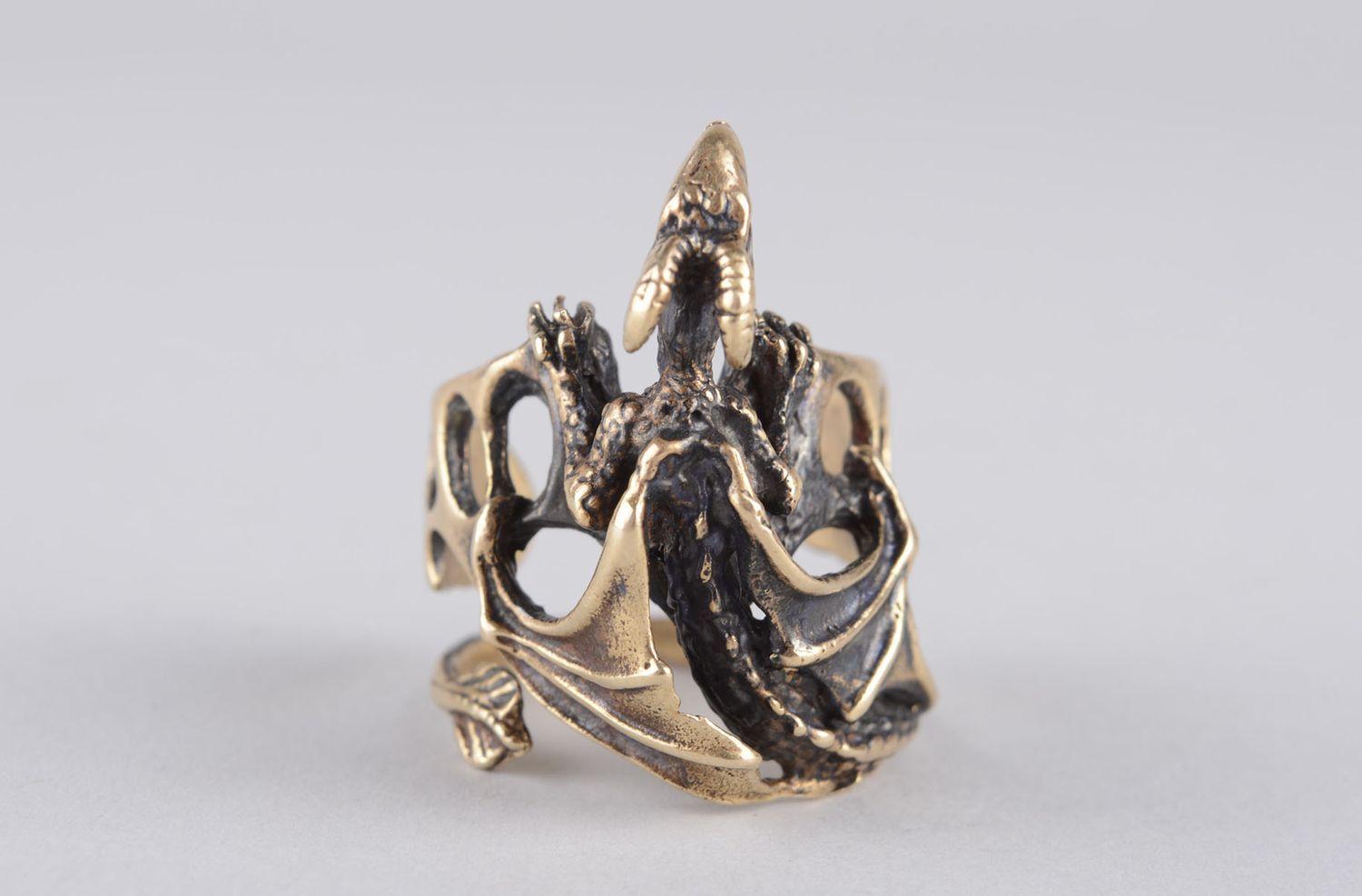 Handmade bronze jewelry bronze ring for men dragon ring handmade jewelry photo 9