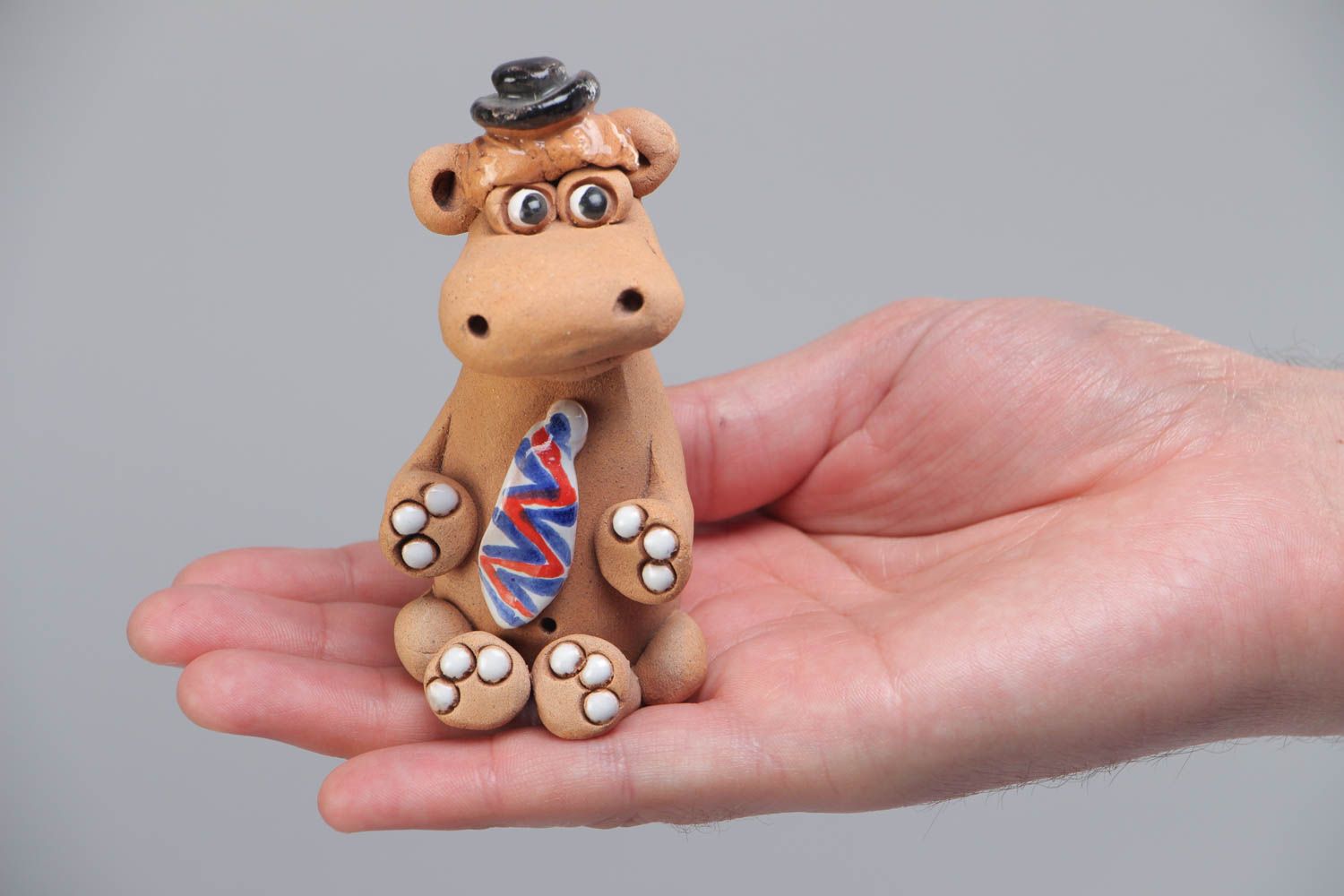 Statuette en terre cuite hippopotame faite main miniature cadeau original photo 5