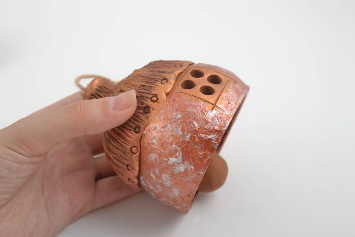 Cloche sonnette faite main Clochette à vent en argile Décoration maison photo 5