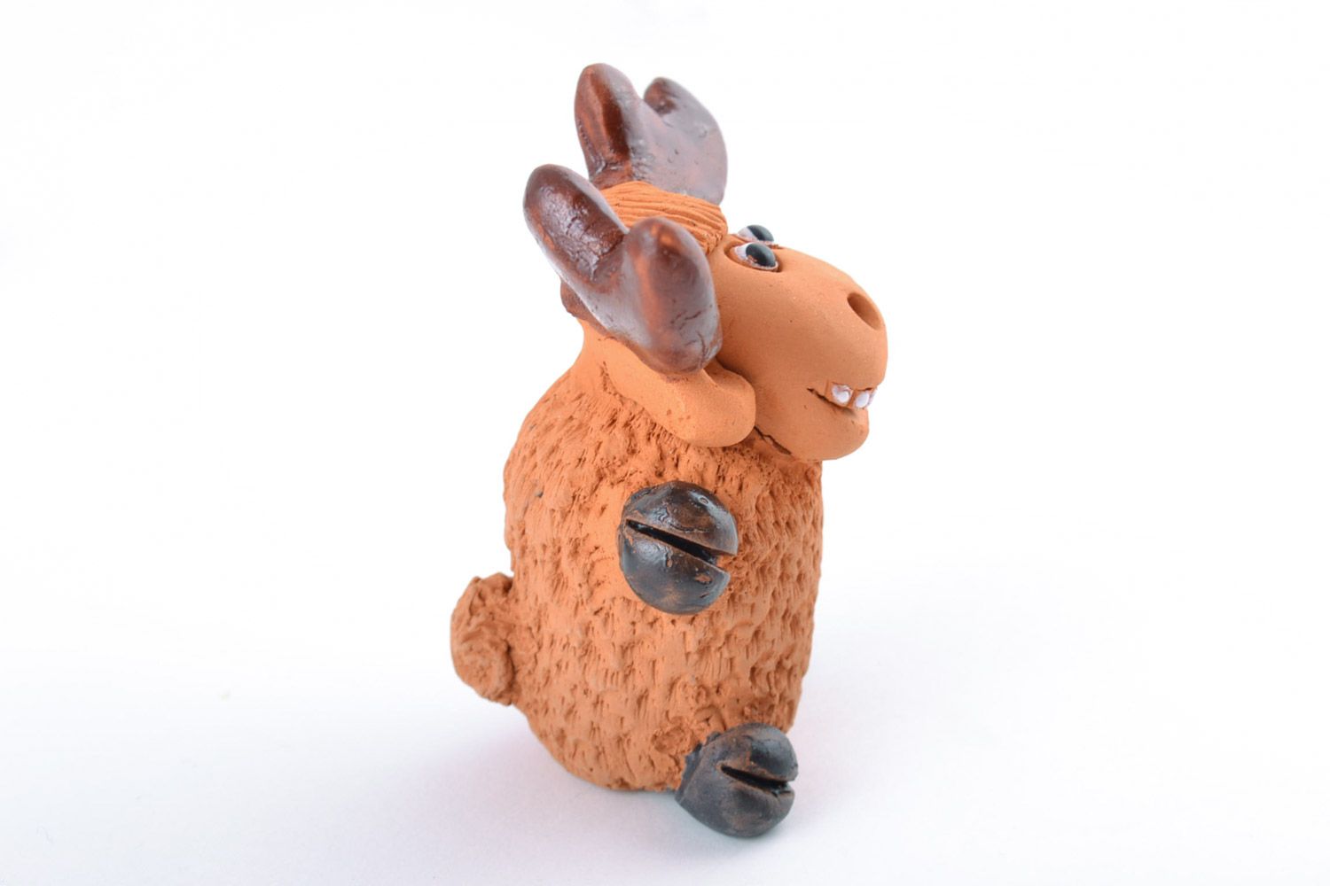 Figura artesanal de cerámica de ciervo modelada a mano decorativa pequeña foto 4