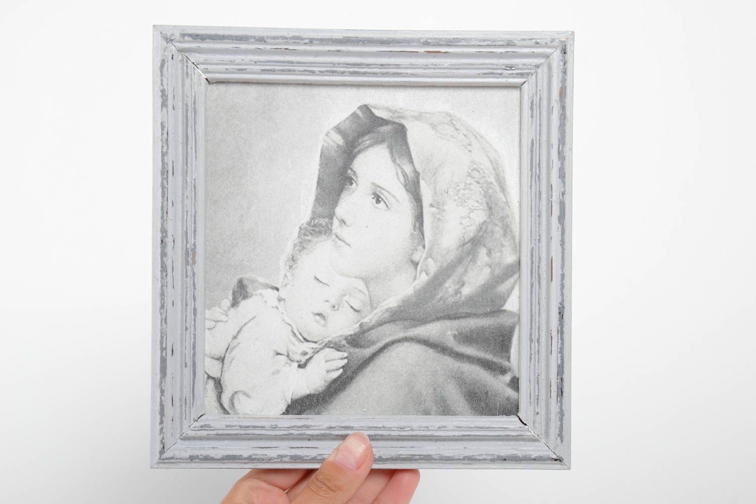Tableau mère enfant Tableau fait main serviettage petit Décoration murale photo 5