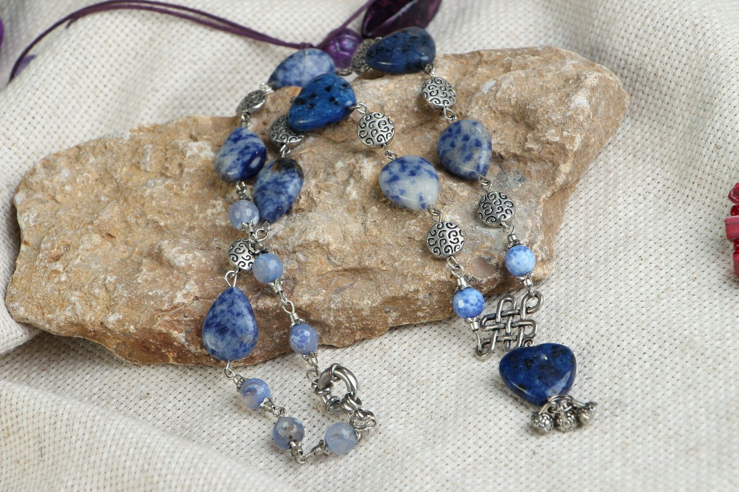 Necklace with Agate and Aquamarine photo 4