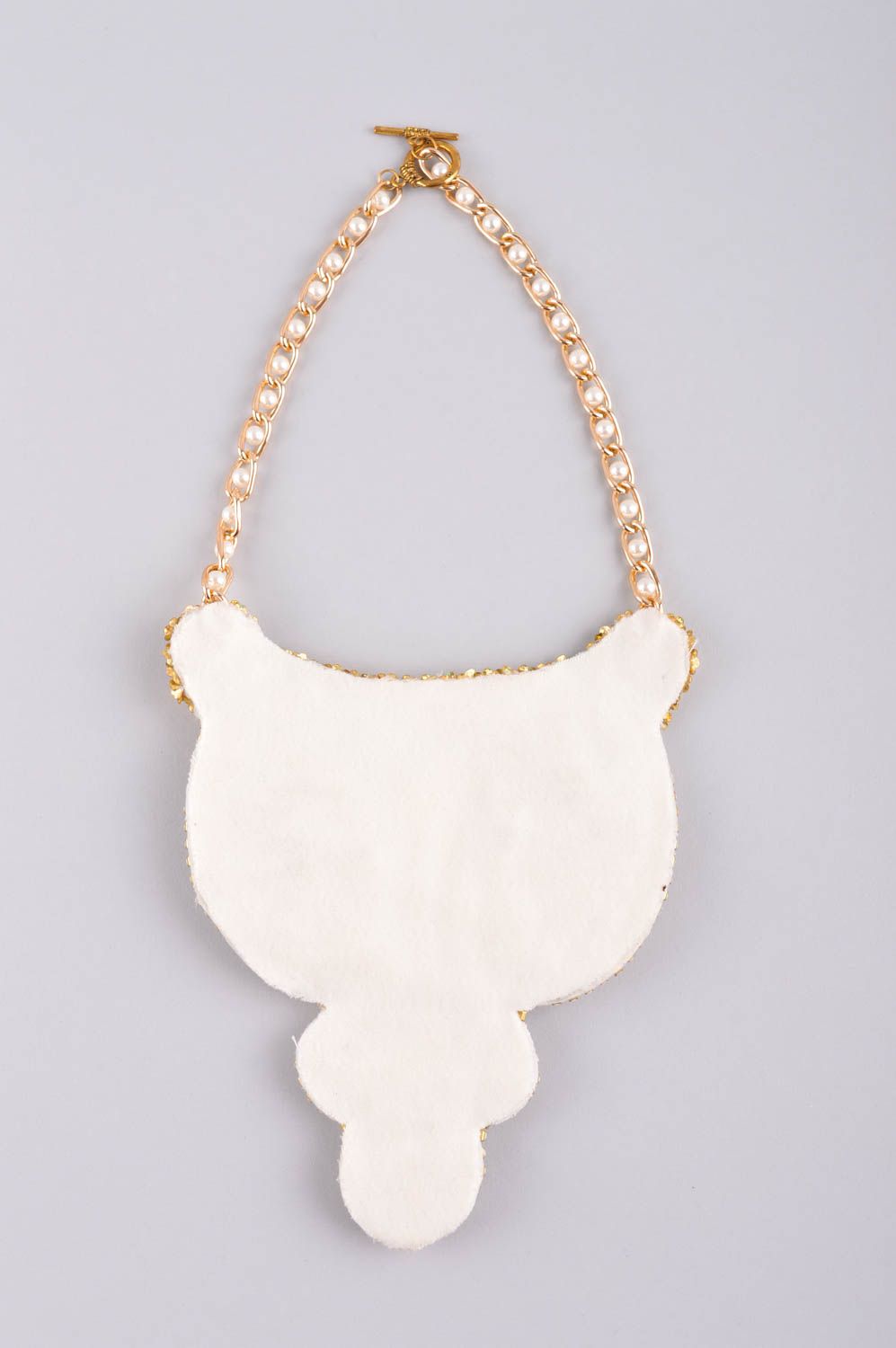 Collier massif Bijou fait main perles de rocaille d'or Cadeau femme design photo 3