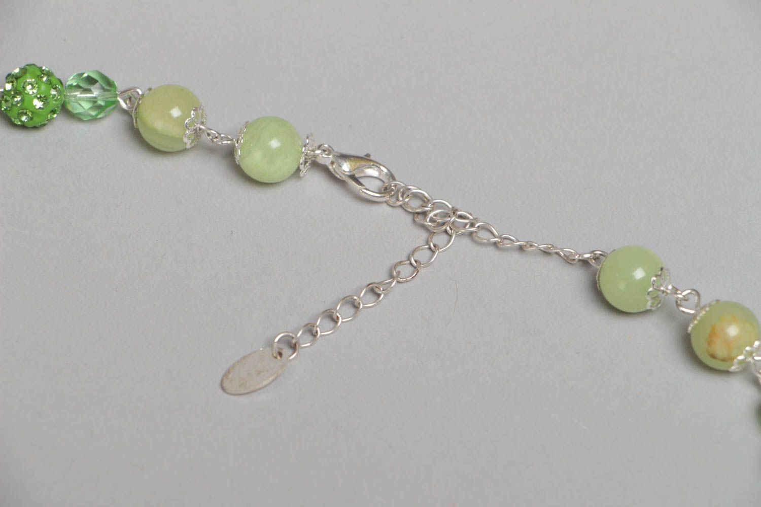 Collier en perles de rocaille et perles fantaisie vert multirang fait main photo 4
