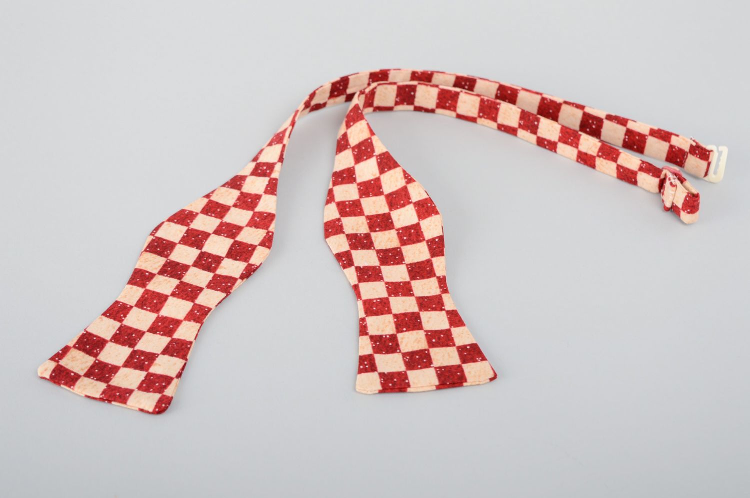Checkered fabric bow tie  photo 2