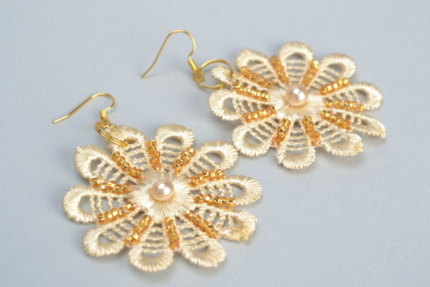 Fabric floral dangle earrings  photo 3