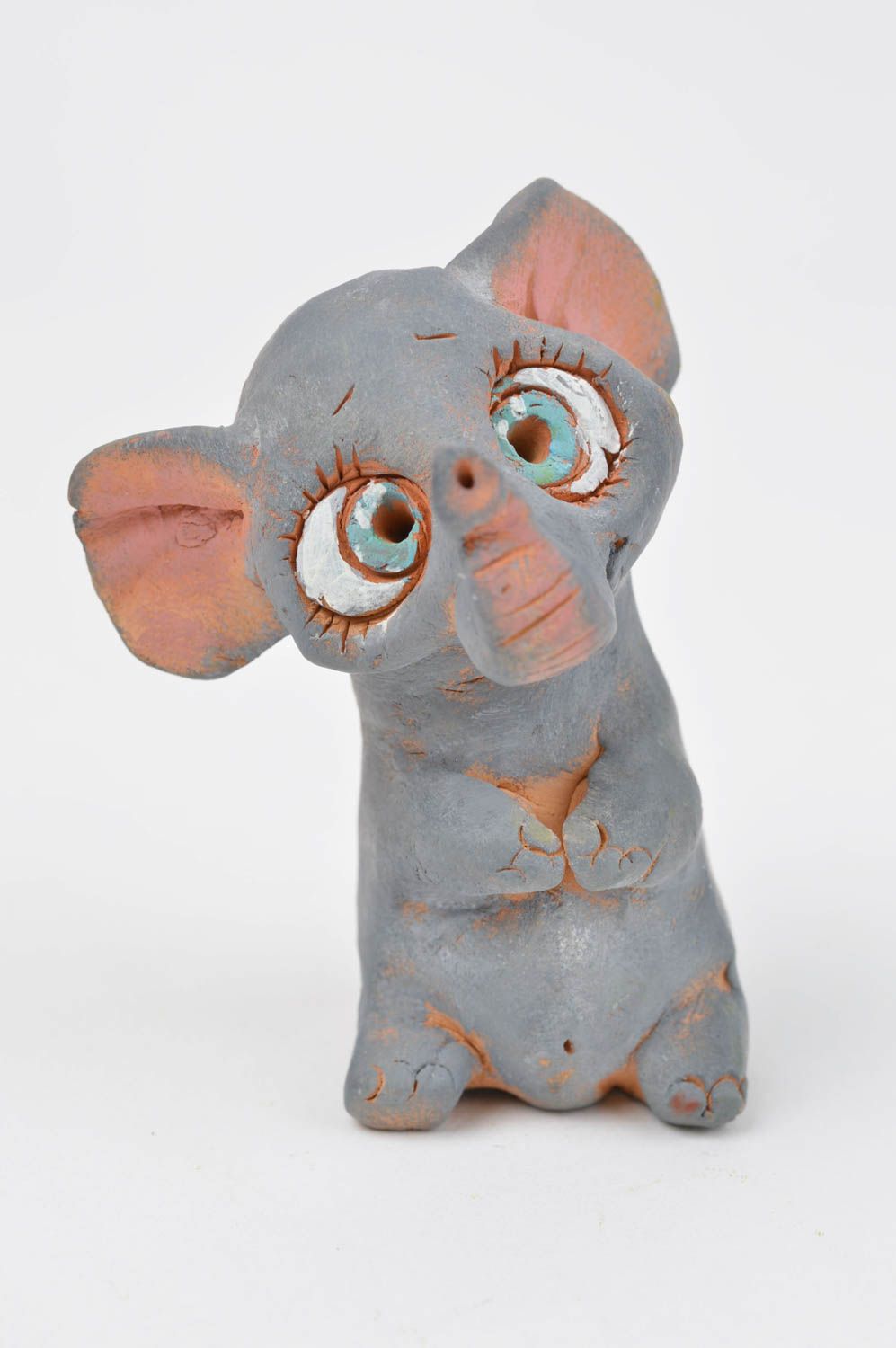 Статуэтка для декора слоненок ручной работы статуэтка животного фигурка из глины фото 2