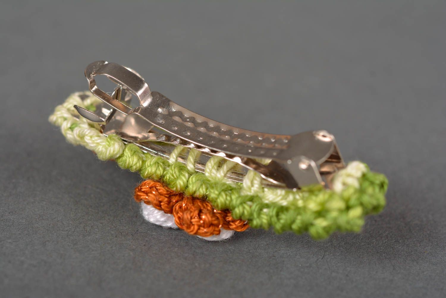 Handmade barrette crocheted hair clip flower hair accessory for women photo 4