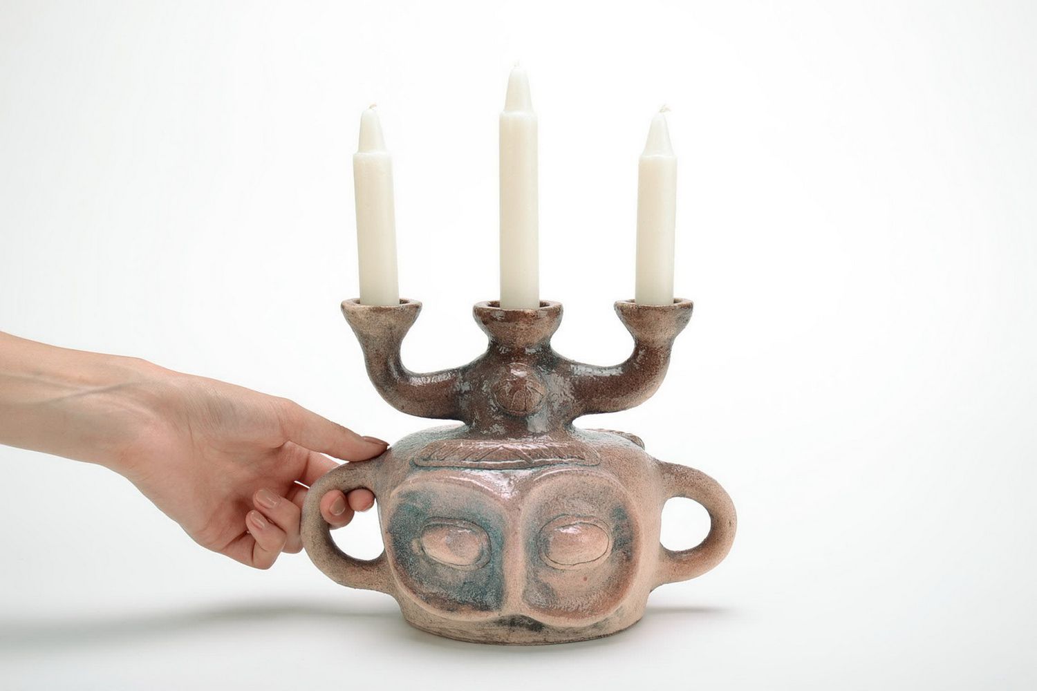 Bougeoir céramique pour 3 bougies fait main photo 5