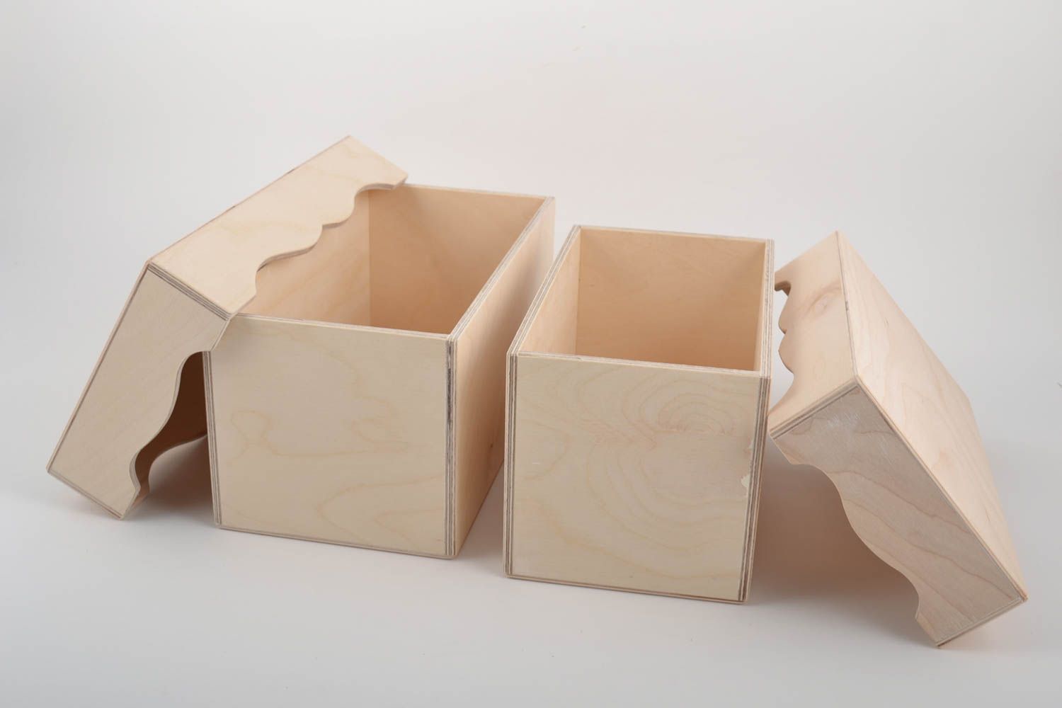 Set of 2 handmade designer plywood blanks for DIY boxes making photo 2