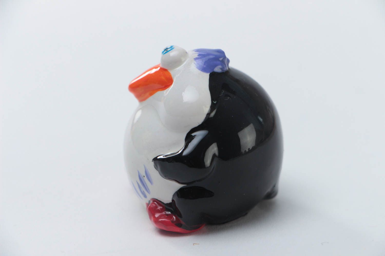 Figurine décorative en plâtre peinte à l'acrylique amusante faite main Pingouin photo 2