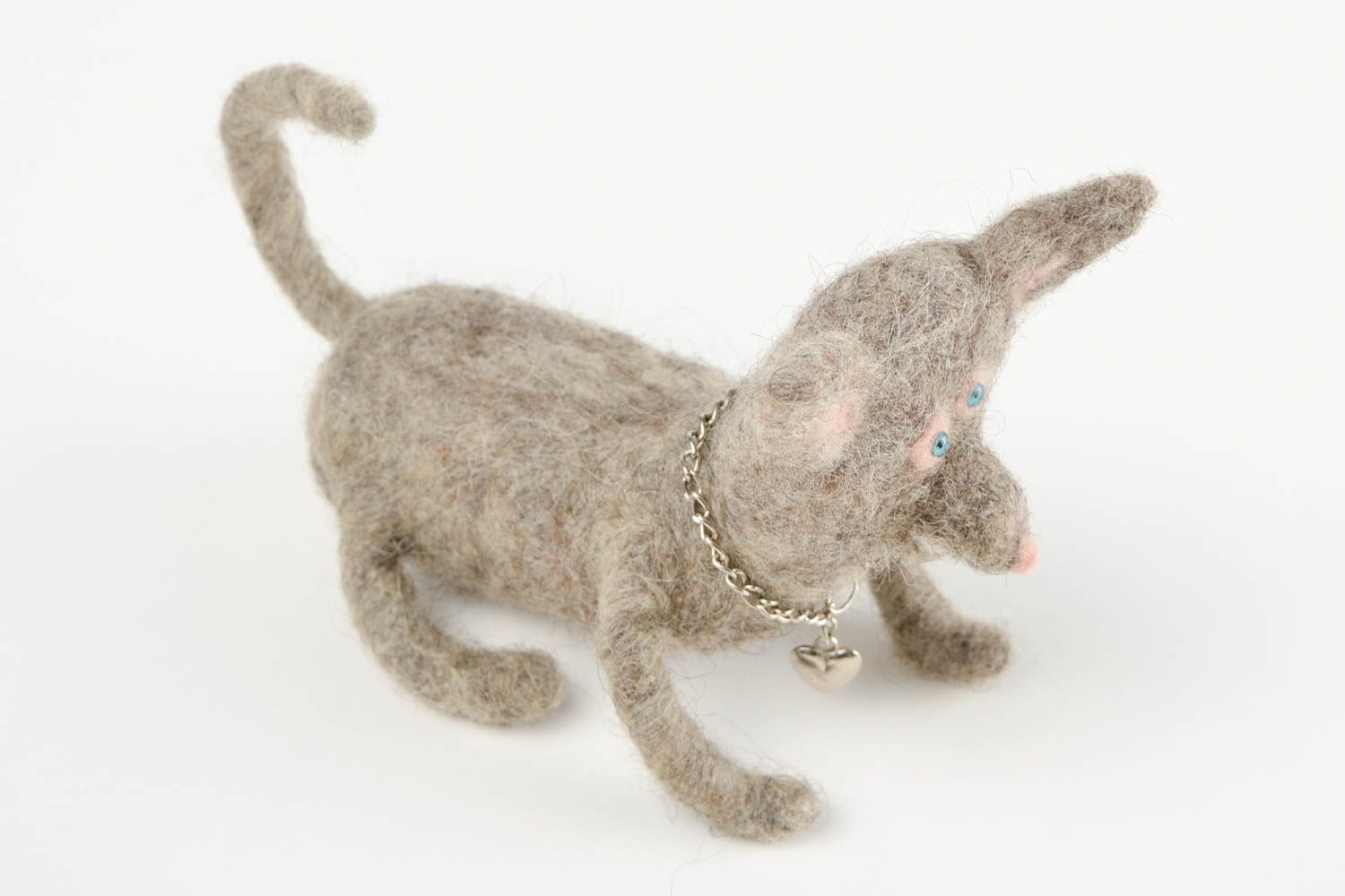 Muñeco de fieltro original juguete hecho a mano decoración de casa Perro gris  foto 4
